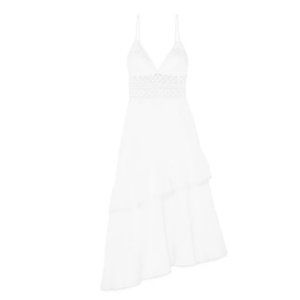 Charo Ruiz White Embroidered Tiered Dress